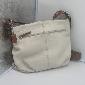 Coach F15064 Pebbled Leather Duffle Crossbody Shoulder Bag- white